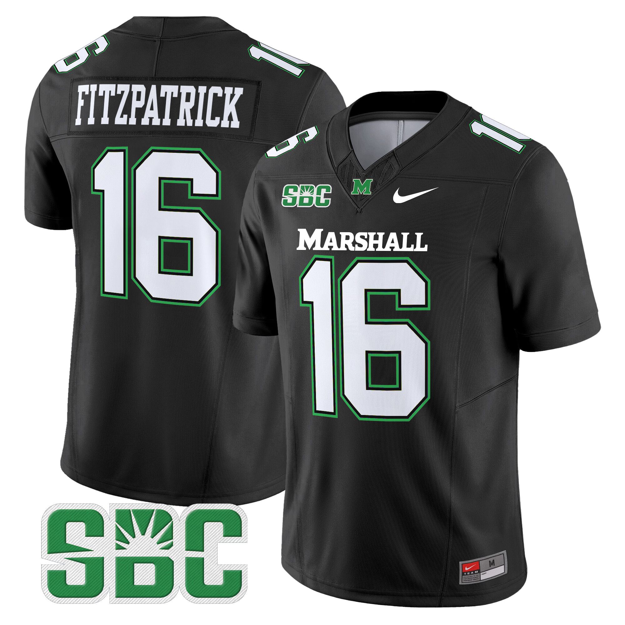 Men Marshall Thundering Herd #16 Fitzpatrick Black Nike 2024 Vapor Limited NCAA Jersey style 1->more ncaa teams->NCAA Jersey